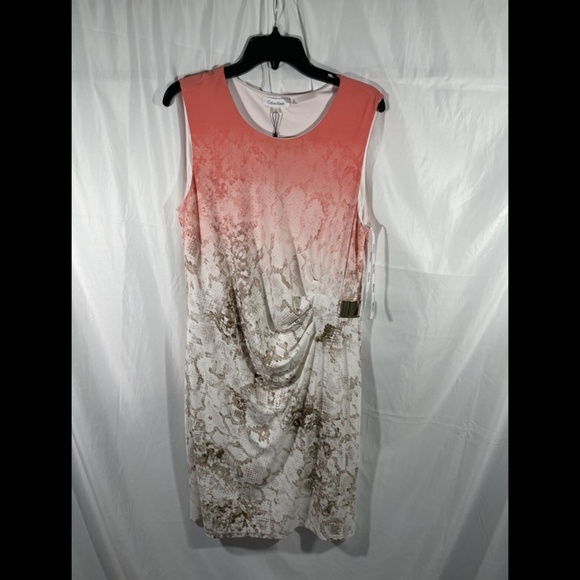 NWT Calvin Klein Ombre Python‎ Sheath Dress Porcelain Rose [PLUS 0X ] - Picture 5 of 12